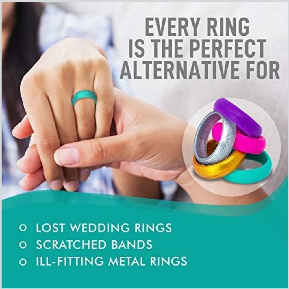 🆕EveryRing Women Silicone Wedding Band or Engagement Ring Alternative Sz L